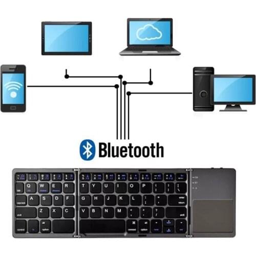 Ultra-thin Foldable Wireless Bluetooth Keyboard For Ios Android Tri-fold Keyboard Mini Lightweight Portable Office Applications