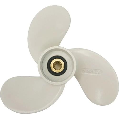 6L5-45943-00-EL Outboard Propeller 7 1/4 x 6 for Yamaha 2.5-3Hp 9 Spline Tooth 3 Blades R Rotation Aluminum Alloy Marine Boat