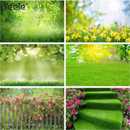 Yeele Green Spring Grass Tree Flowers Light Bokeh Baby Portrait Backdrops Customized Photographic Backgrounds For Photo Studio