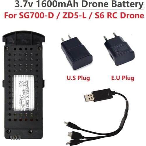 1Pcs Original 3.7V 1600mAh Lipo Battery + Charger For SG700D SG700-d / ZD5-L / S6 Drone RC Quadcopter Spare Parts Drone Battery