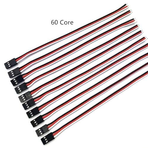 10Pcs 25cm Single Header Male 3P 60 Core Filaments DuPont Wire Extension Leads For Airplane Model Serve Motor Black-Red-White