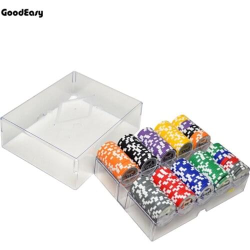 100,200PCS/Lot New Casino Texas Hold'em ABS Poker Chips With Star Trim Sticker Baccarat Upscale Poker Chip Set with Acrylic Box