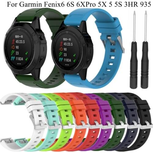 20 22 26mm Silicone Watch Band For Garmin Fenix6 6S 6X Pro 5 5X 5S Plus 3HR Forerunner 935 945 Quick Release Wristband Bracelet