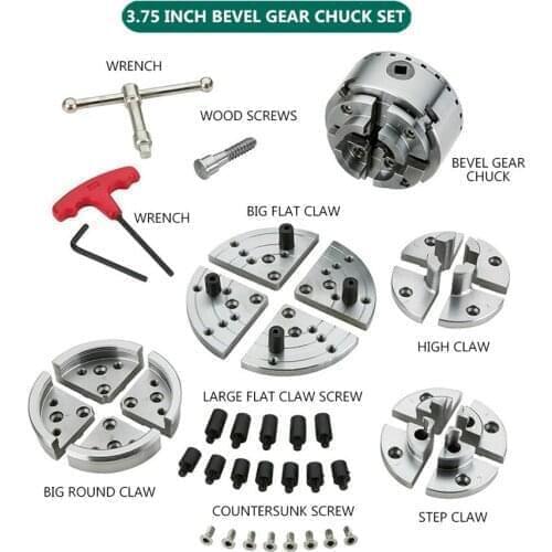 4.5 inch Bevel Gear Chuck Set With Aluminum Suitcase Woodworking Lathe Chuck Set