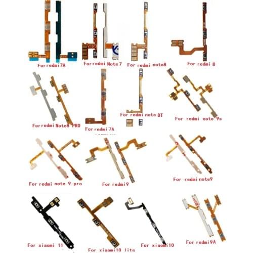 50pcs For Redmi 7 7A 8 8A 9 9A Note 8T 9 Pro 9s MI 10T LITE Power ON/OFF Button Volume Button Key Flex Cable Replacement Repair
