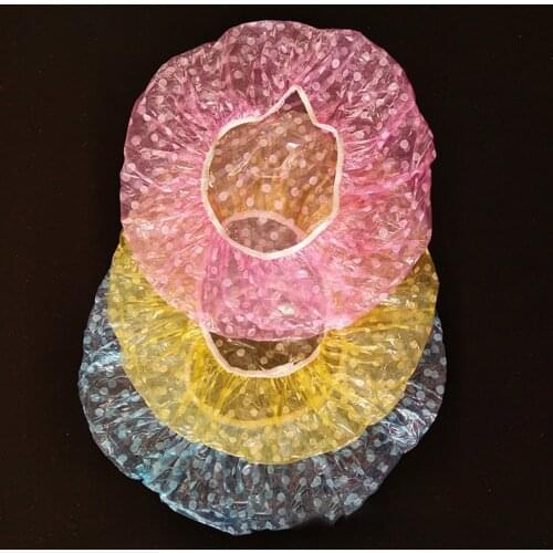 6pcs Clear Disposable Plastic Shower Caps Large Elastic Thick Bath Beanie Women Spa Bathing Accessory