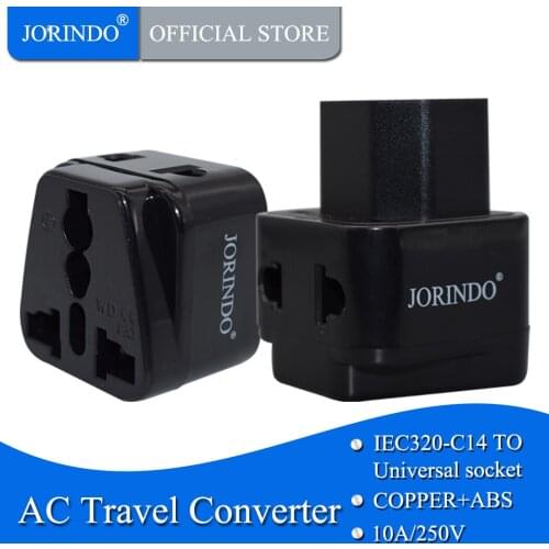 JORINDO 2 in 1 IEC 320 C14 Male to C13 Female Power Adapter PDU/UPS C13 Universal Female AU/US/UK/EU special conversion plug