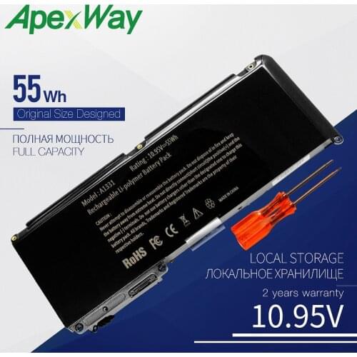 55Wh 10.95V Laptop Battery For APPLE A1331 A1342 MC207 661-5391 020-6580-A 020-6582-A 020-6809-A 020-6810-A For MacBook 13"