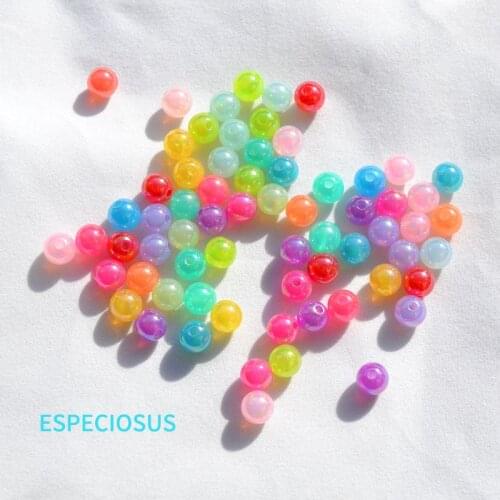 DIY Jewelry Accessory Light Mix Color Iridescent Acrylic Beads 8MM Round Shape Multi Plated Spacer Bracelet Making Departments