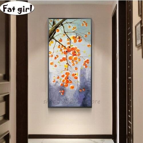 Diamond embroidery "Persimmon Ruyi” DIY diamond painting Modern Light And Dark Collocation Floral Oil Painting Art Wall Decor