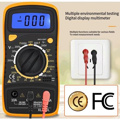 XL830L Digital Multimeter Mini Voltage And Ammeter Portable Multifunction Power Meter 9V Battery AC / DC