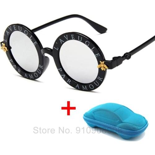 Childrens sunglasses girl baby boy cute summer round frame small sunglasses childrens glasses Korean version kids with box