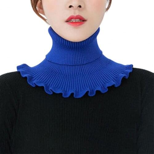 Dropshipping!!High Neck Ruffle Edge Pullover Collar Autumn Winter Windproof Knitted Neck Guard Scarf for Outdoor