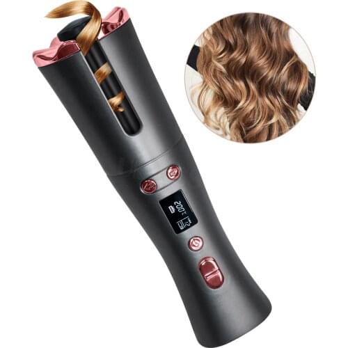 Electric Hair Curlers Cordless Automatic Hair Curler Iron Wireless Curling Iron USB Rechargeable Air Display Temperature Ceramic
