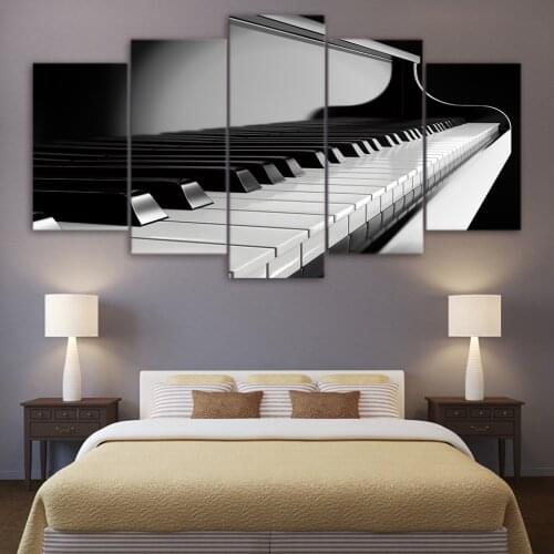 Canvas Wall Art Pictures Modern Framework Living Room 5 Pieces Piano Keys Music Instrument Decoration HD Printed Poster Painting