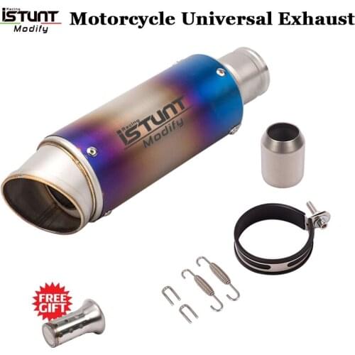 ISTUNT 51mm Universal Motorcycle Exhaust Escape Modified Slip-on Vent Muffler Pipe For S1000RR CBR1000 R6 GSX1300 Z900 GSXR1000