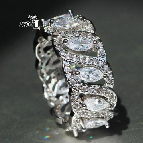 YaYI Fine Jewelry Fashion Princess Claw Set Cut White Cubic Zirconia Silver Color Engagement Wedding Party Lovers Gift Rings