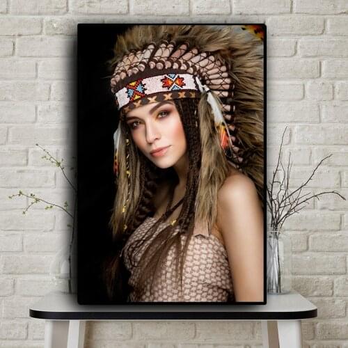Native Woman Figures Oil Painting on Canvas Cuadros Posters and Prints Scandinavian Wall Art Picture for Living Room
