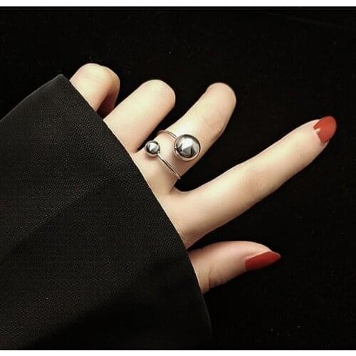 POTCET Titanium Steel Rings Adjustable Vintage Simplicity Female Jewelry Geometric Trend
