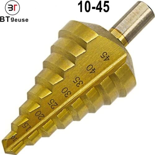 Cone Hole Step Multifunction Drill Bit 10-45MM Hss Titanium plating 12mm Shank Metal Wood Steel Pvc Hole Drilling