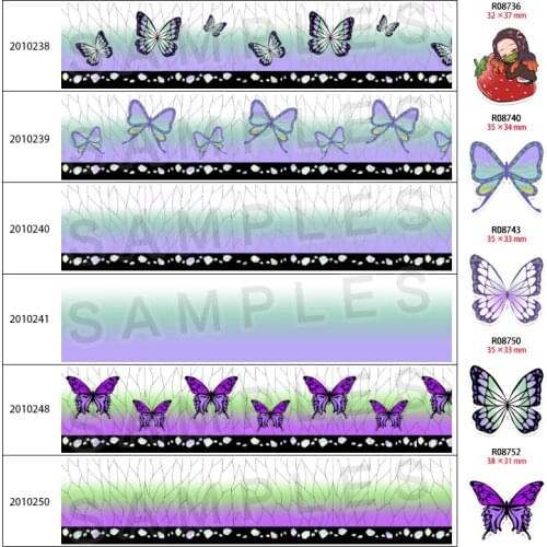 10Yards Kimetsu No Yaiba Japan Anime Printed Grosgrain/Satin Ribbon,Planar Resins 30 pcs