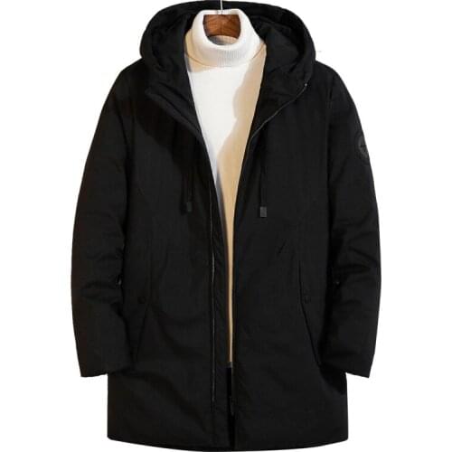 New Men Long White Duck Down jacket With Hood Plus Size 8xl 7xl High Quality Brand Male Warm Winter Coat Casual Winter Outerwer