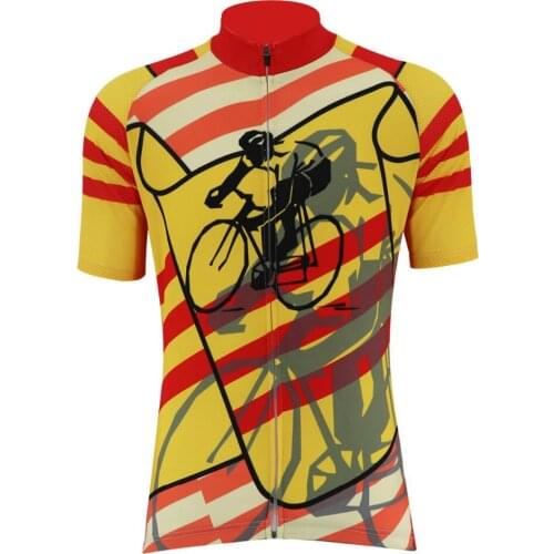 Summer New Cycling Jersey Men Yellow Short Sleeve Bike Wear Jersey Breathable Outdoor Bicycle Clothing Cajastur