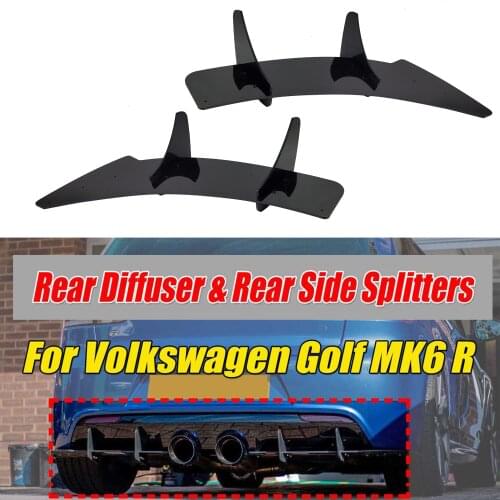 MK6 R Car Rear Bumper Diffuser Lip & Rear Side Splitters Spoiler Guard Diffuser Balck For VW For Volkswagen For Golf MK6 R ABS