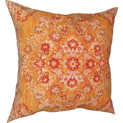 Orange Bohemian Berber Traditional Moroccan Pillow Cover Decoration Floral Cushion Cover Throw Pillow for Car Polyester