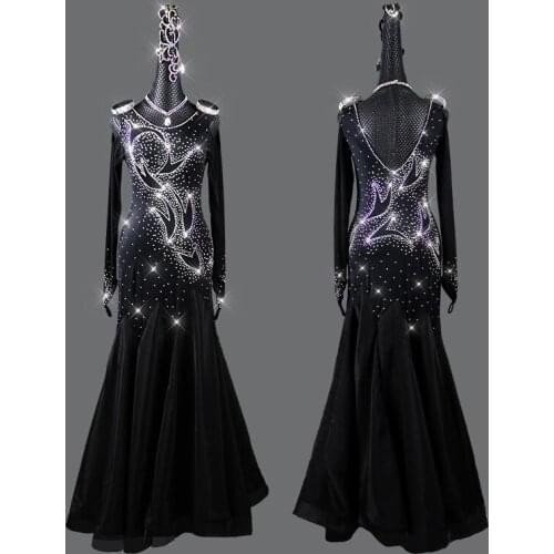 Female Rhinestone Ballroom Dance Competition Dress Girls Customized Tango ChaCha Performance Dreeses Waltz Dancewear VDB4004