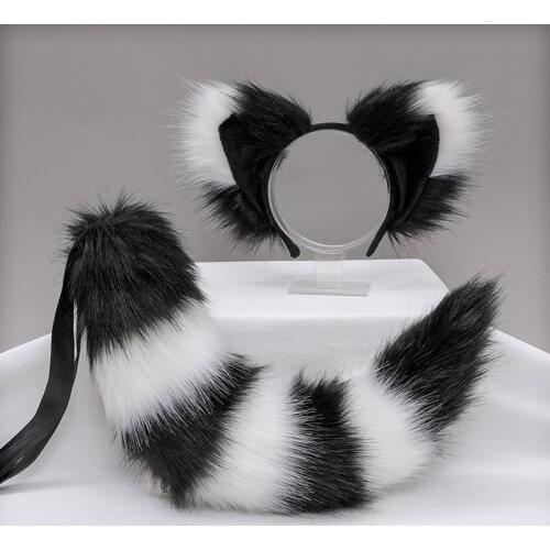 Sexy Woman lovely Lolita cat Fox Headband tail Headdress Plush ears tail Anime cosplay Props Christmas Gift