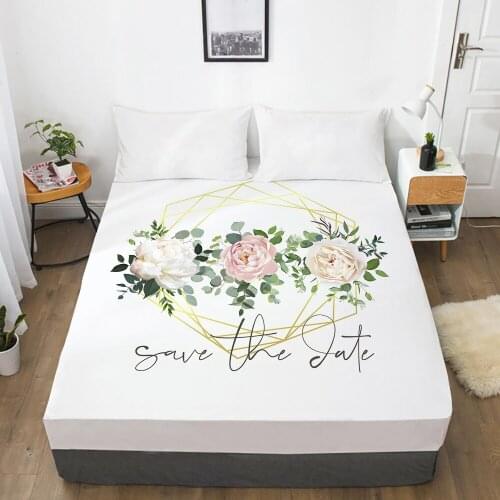1pc bed sheet Elastic fitted sheet With An Elastic Band 150/180/200/160*200 Mattress Cover Double Bed cover nordic rose