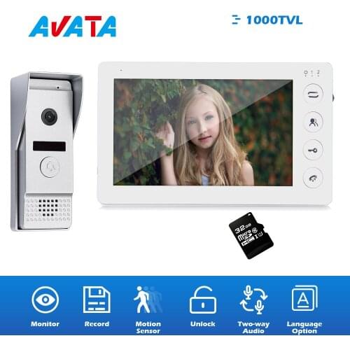 7 Inch Wired Video Doorphone Intercom For Home Video Doorbell 1000TVL Night Vision and Motion Sensor Metal Camera for Security