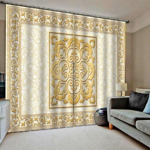 Morden 3D Curtain Luxury Blackout Window Curtain Living Room gold curtains blackout curtain