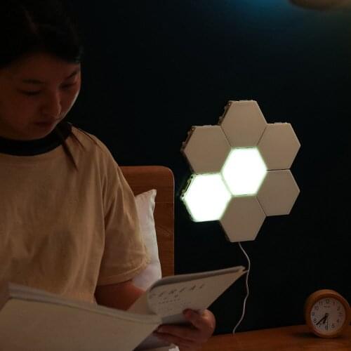 LED Hexagonal Touch Sensor Magnetic Wall Lamp Bedroom Decoration Night Light Quantum light for Home DIY Assembly lighting