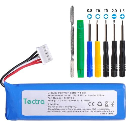 Tectra 3.7v 3200mAh GSP872693 01 Rechargeable Battery for JBL Flip 4, Flip 4 Special Edition+free tools
