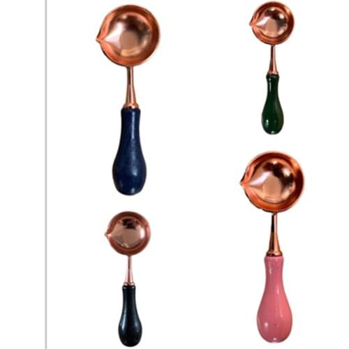 Wax seal Stamp Convenient Accessories Sealing Wax Furnace Stove Melting Spoon Retro Wooden Handle Spoon with Warmer Melting Pot