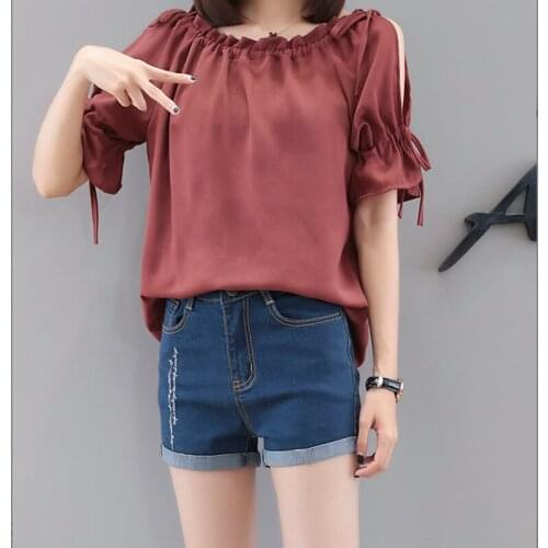 Womens Chiffon Shirt Spring Summer Thin shirt Large Size 4XL Fashion Casual Short-Sleeved Loose Solid Color Wild Shirt Tops