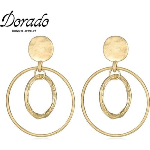 Dorado Vintage New Double Round Drop Earrings for Women Punk Attractive Party Gifts Circle Simple Pendientes Fashion Jewelry