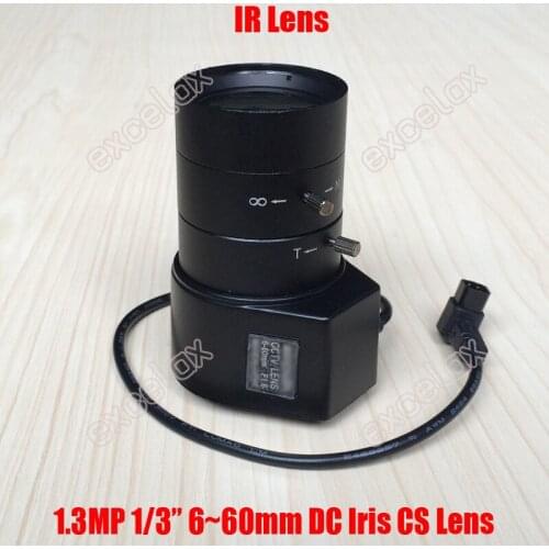 1.3MP 2MP 1/3" 6-60mm F1.4 IR CS Mount DC Auto Iris Varifocal CCTV Lens for 720P 1MP 960P 1.3Megapixel Analog IP Box Body Camera