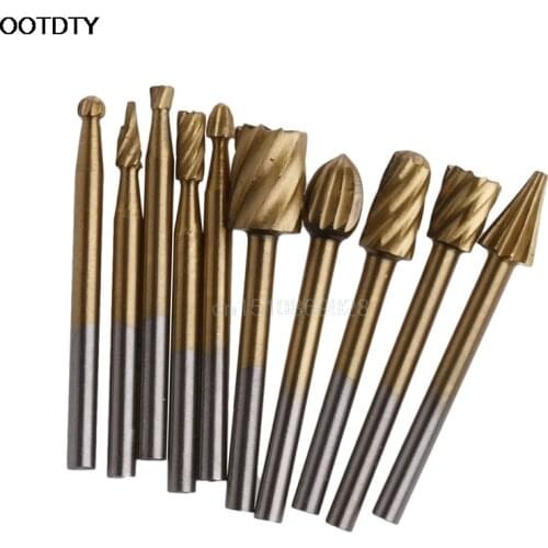 10Pcs Engraving Cutter Woodworking Tools Grinding Electric Rotary File Head