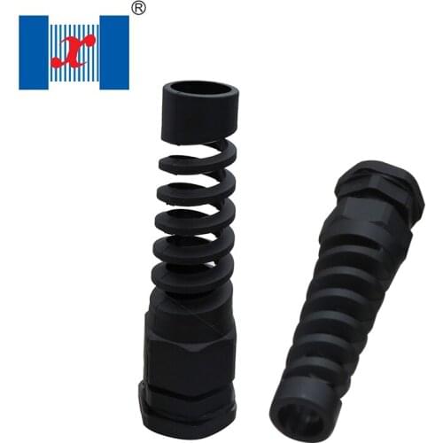 10Pcs M18 PG11 Nylon Cable Conduit Gland 5-10mm Thread Wire Plastic Flex Spiral Strain Relief Cable Anit-bending Connection