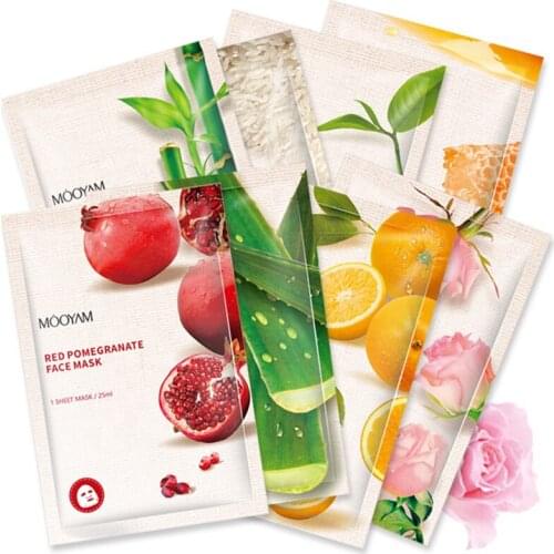 100 Pcs/Pack Bulk Natural Plant Fruit Face Skincare Mask For Face Women Beauty Moisturizing Whitening Repair Soothes Sheet Mask