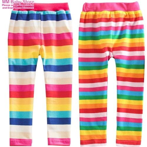 2021 Children Leggings Rainbow Girls Pants Winter Skinny Leggings for Girls Toddler Striped Pants Girls Pencil Pants 2-9Years