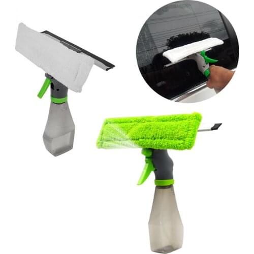 3 in 1 Window Cleaner Spray Dry Scraper Features Atomizing Nozzle Bottle Wiper Microfibre Cloth Pad Kit Car Glass Clean