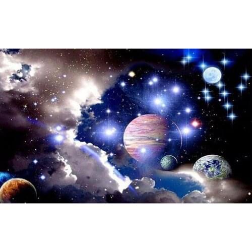 5D Diy Diamond Painting Universe Solar System Kits Drill Embroidery Cross Stitch Home Decoration Home Decor Label JX571