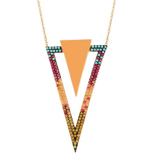 Boho Styles Mixed Multicolor Necklace Rainbow 925 Sterling Silver Art Design Necklace for WomensNEW Fashion Luxury Charm