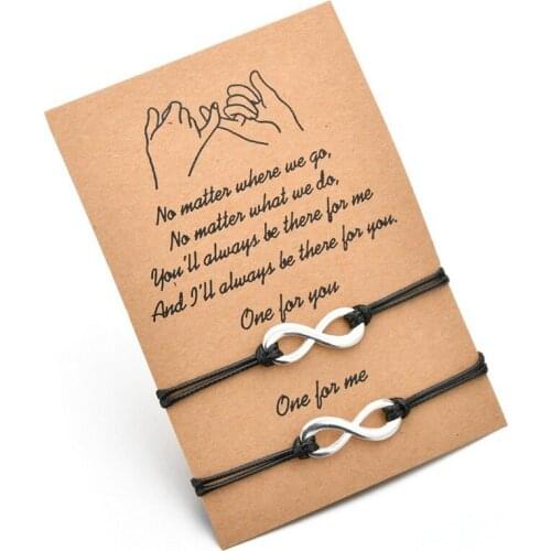 2pcs/set Handmade Rope 8 Words Bracelet For Women Men Lovers BFF Braslet Couple Wristband Jewelry