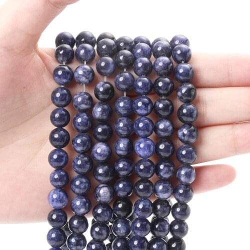 Natural Stone Beads Lapis Lazuli Smooth Spacer Beads for Jewelry Making DIY Bracelet Necklace Earring Accessories 4/6/8/10/12mm