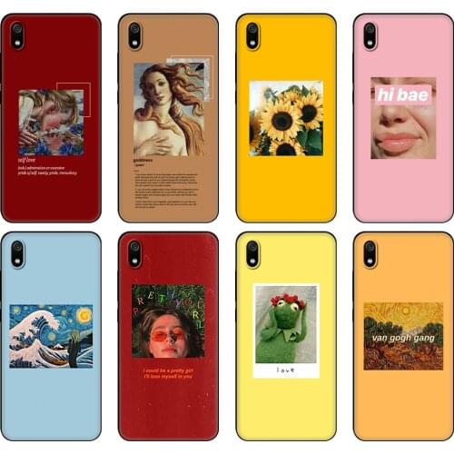 Black tpu Case For Xiaomi Redmi 7A 8 8A 9 9A Case For Redmi Note 8T Note 8 Pro T 9S 9 Pro Case Art Aesthetic Van Gogh Mona Lisa
